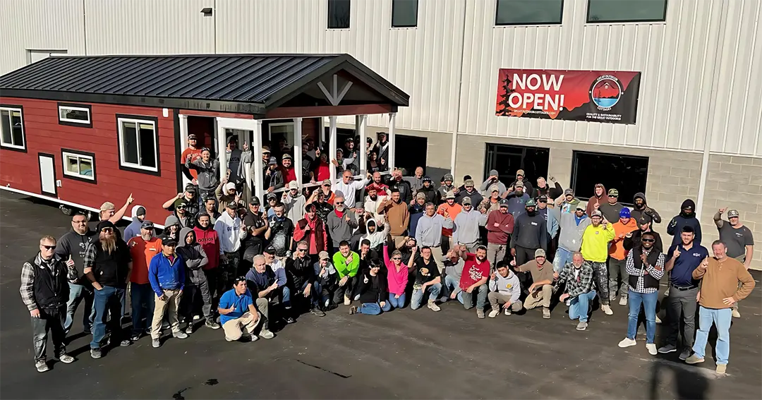 Great Outdoor Cottages team in front of the Georgetown, DE factory