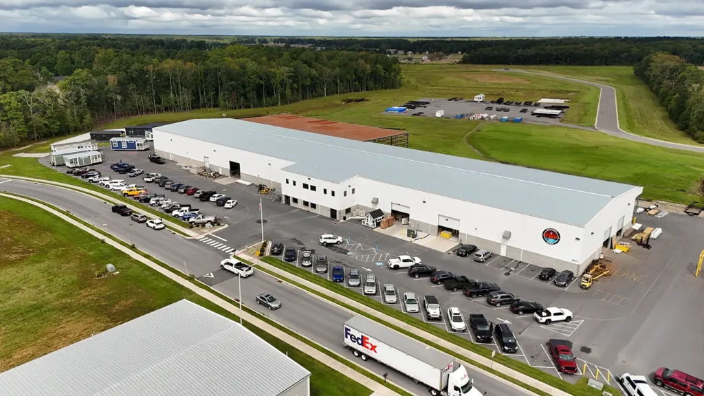 Aerial view of the Great Outdoor Cottages factory in Georgetown, DE