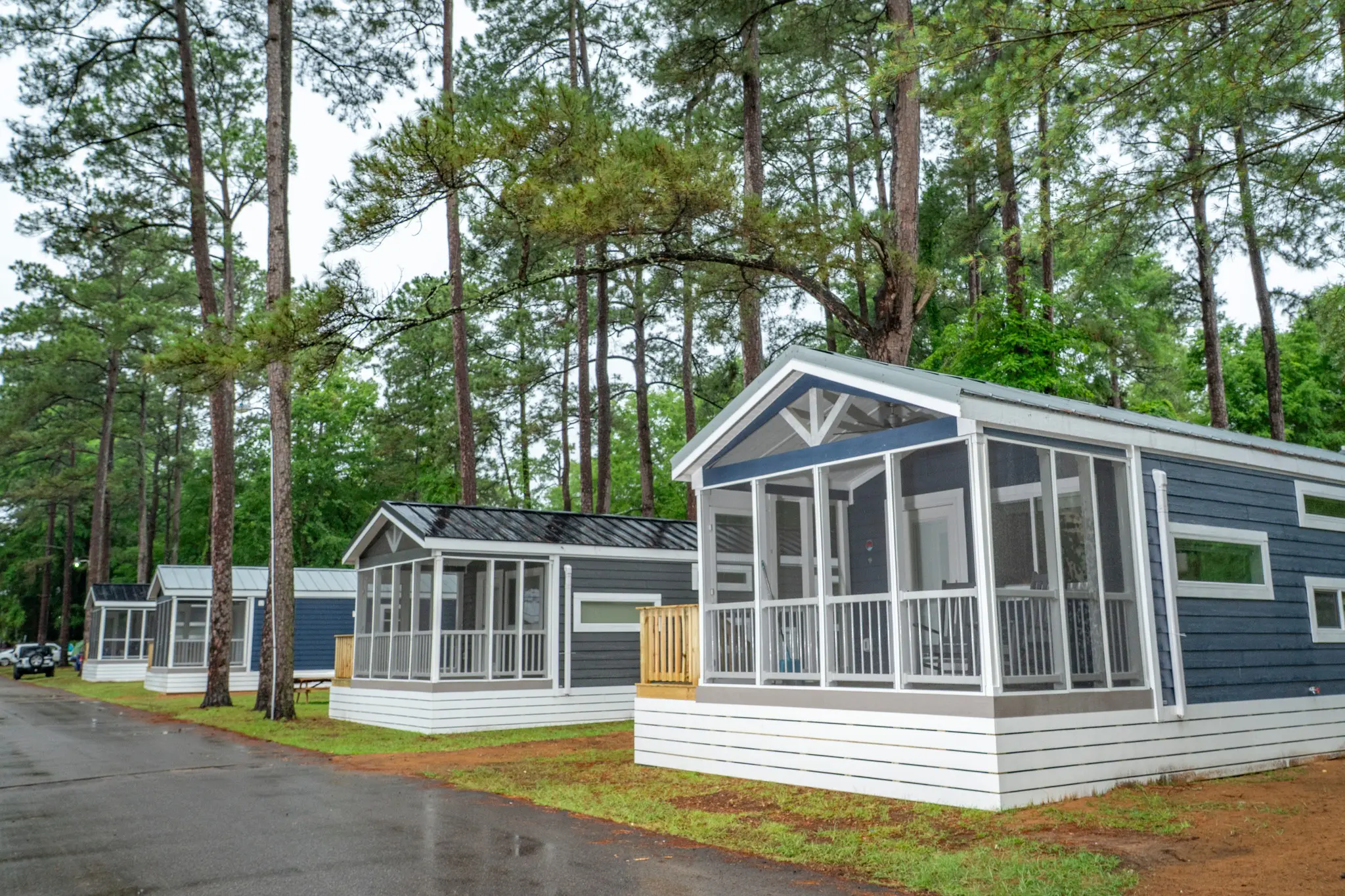 Park model cottages at Santee Lakes
