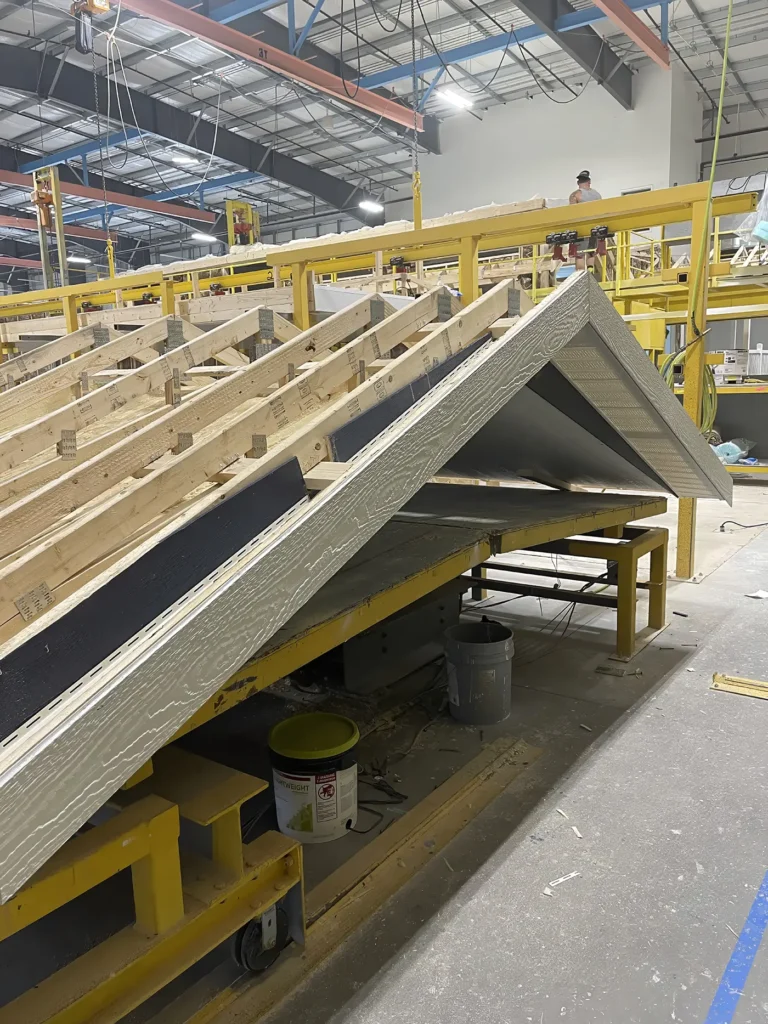 Roof panels in the Great Outdoor Cottages factory